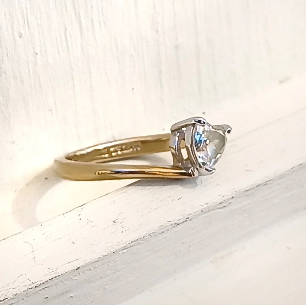 14K GE ESPO (Joseph Esposito) Heart Shape CZ Stone Gold Ring - Picture 4 of 8